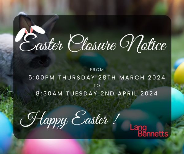 🐣🌼 Easter Closure Notice 🌼🐣

As the Easter bank holiday approaches, we wanted to inform you that our offices will be closed from 5pm on Thursday 28th March until 8:30am on Tuesday 2nd April.

Wishing you all a joyful Easter!

Warm regards, Lang Bennetts

#eastersunday #accountants #closed
